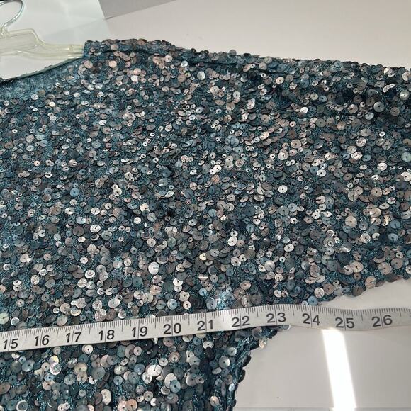 Carlisle Sequin Top Women’s Size 8 Teal Green Silver Evening Wear Fairy - Picture 9 of 11